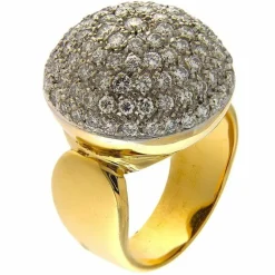 Bague en or jaune et blanc avec pavé de diamants de 3,00 ct