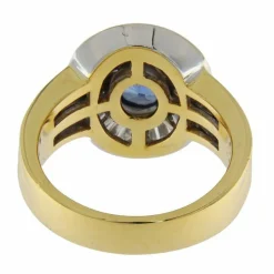 Bague en or jaune et blanc avec saphir de 2,05 ct et diamants