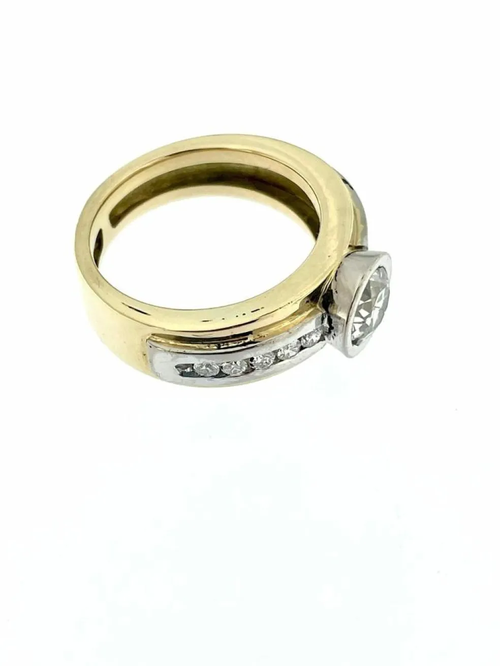 Bague en or jaune et blanc diamant 1.40ct certificat HRD