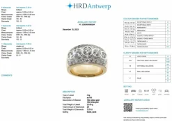 Bague en or jaune et blanc certifiée HRD avec diamants de 3,25 carats