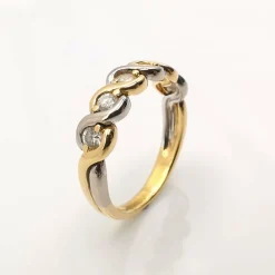 Bague en or jaune et blanc et diamants