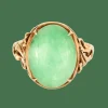 Bague en or jaune et cabochon de jade jadéite vert