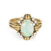 Bague en or jaune et diamants avec opale des années 70*