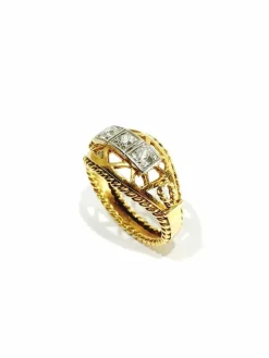 Bague en or jaune et diamants
