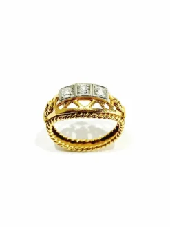 Bague en or jaune et diamants