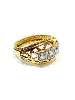 Bague en or jaune et diamants