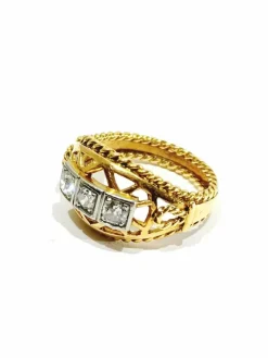 Bague en or jaune et diamants