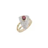 Bague en or jaune et or blanc avec rubis et pavé diamants