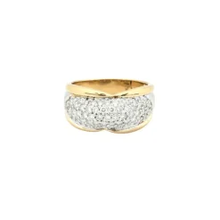 Bague en or jaune et pavage diamants