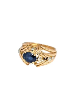 Bague en or jaune et saphir