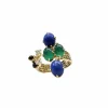 Bague en or jaune lapis lazuli, diamants et chrysoprases
