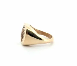Bague en or jaune massif avec armoiries nobles