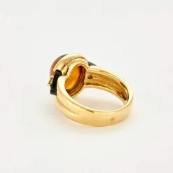 Bague en or jaune onyx, diamants et citrine