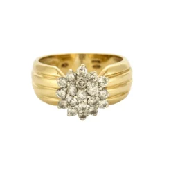 Bague en or jaune, or gris et diamants