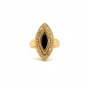 Bague en or jaune saphir navette et diamants