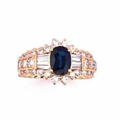 Bague en Or jaune, Saphir et Diamants