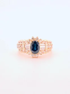 Bague en Or jaune, Saphir et Diamants