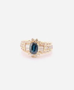 Bague en Or jaune, Saphir et Diamants