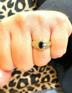 Bague en Or jaune, Saphir et Diamants