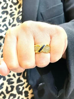 Bague en Or jaune, Saphir & Diamants