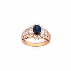 Bague en Or jaune, Saphir et Diamants