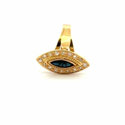 Bague en or jaune saphir navette et diamants