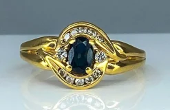 Bague en or jaune saphir et diamants