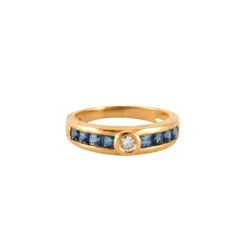 Bague en Or jaune, saphirs & diamants