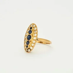 Bague en or jaune saphirs et diamants