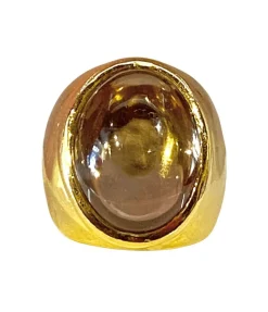 Bague en or jaune topaze cabochon