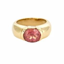 Bague en or jaune tourmaline rose