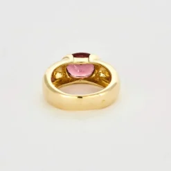 Bague en or jaune tourmaline rose