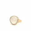 Bague en or rose 18 carats avec quartz blanc de 8,05 ct et diamant