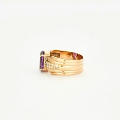 Bague en or rose Améthyste et diamants