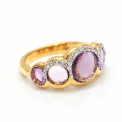 Bague en or rose avec améthyste