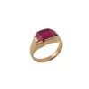 Bague en or rose avec pierre rouge