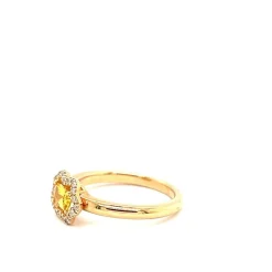 Bague en or rose avec saphir jaune et diamants