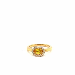 Bague en or rose avec saphir jaune et diamants