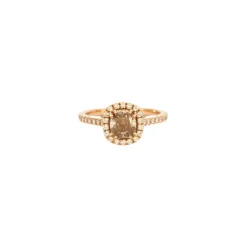 Bague en or rose diamant brun