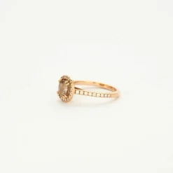 Bague en or rose diamant brun
