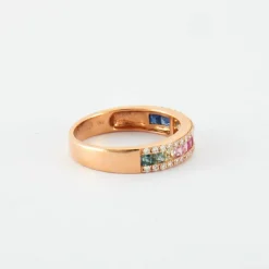 Bague en or rose, diamants & saphirs