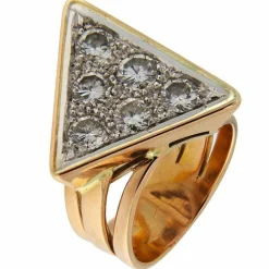 Bague en or rose et blanc avec diamants