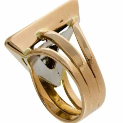 Bague en or rose et blanc avec diamants