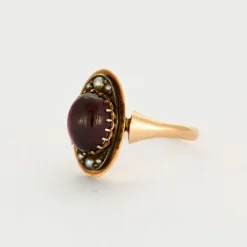 Bague en or rose et tourmaline cabochon