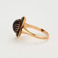 Bague en or rose et tourmaline cabochon