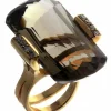 Bague en or rose, quartz fumé 54,76 ct, diamants naturels