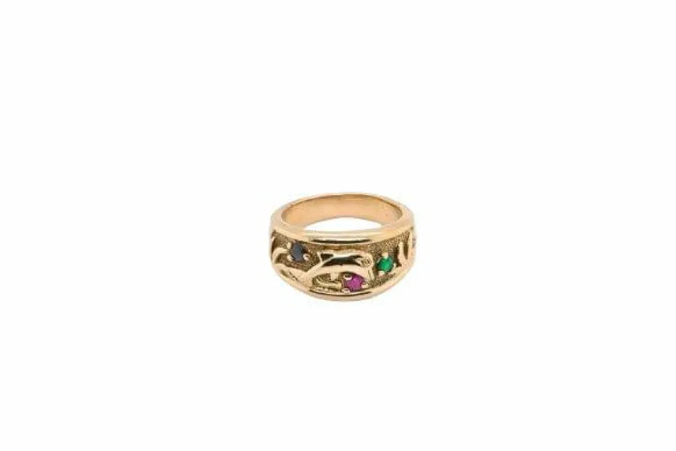 Bague en or sertie de pierres précieuses
