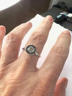 Bague en platine 950 avec diamants et saphirs