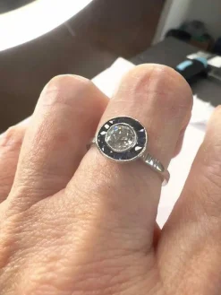 Bague en platine 950 avec diamants et saphirs