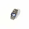 Bague en platine 850, diamants et saphir bleu naturels